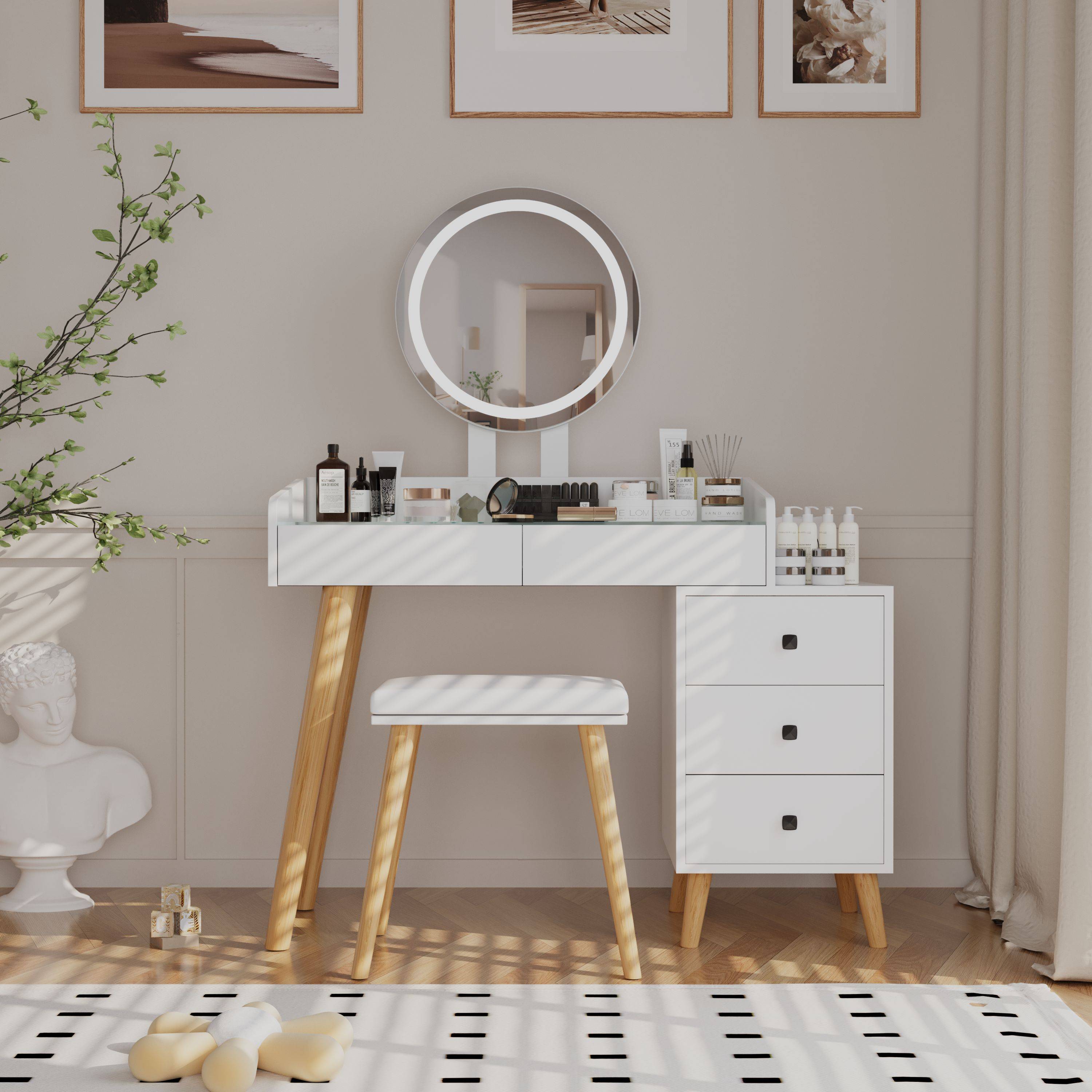 Dressing table with lights LOVMOR with LED Lights Dressing Table