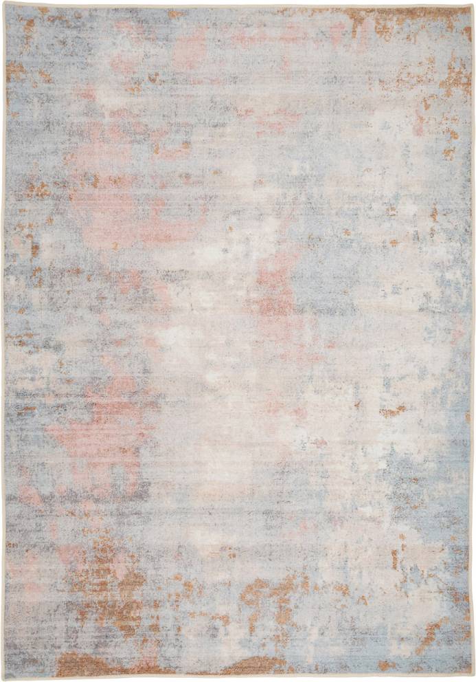 Kukoon Distressed Abstract Beige Pastel Pink Rug