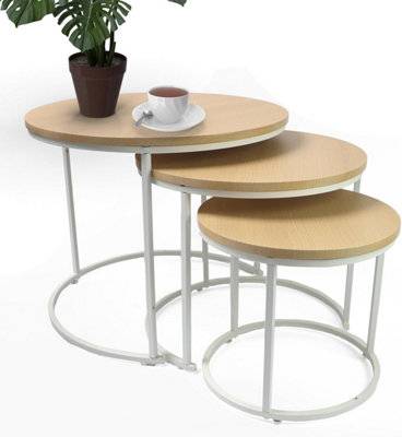 Round nest of tables Divchi Round Set Of 3 Nesting Table 3pcs