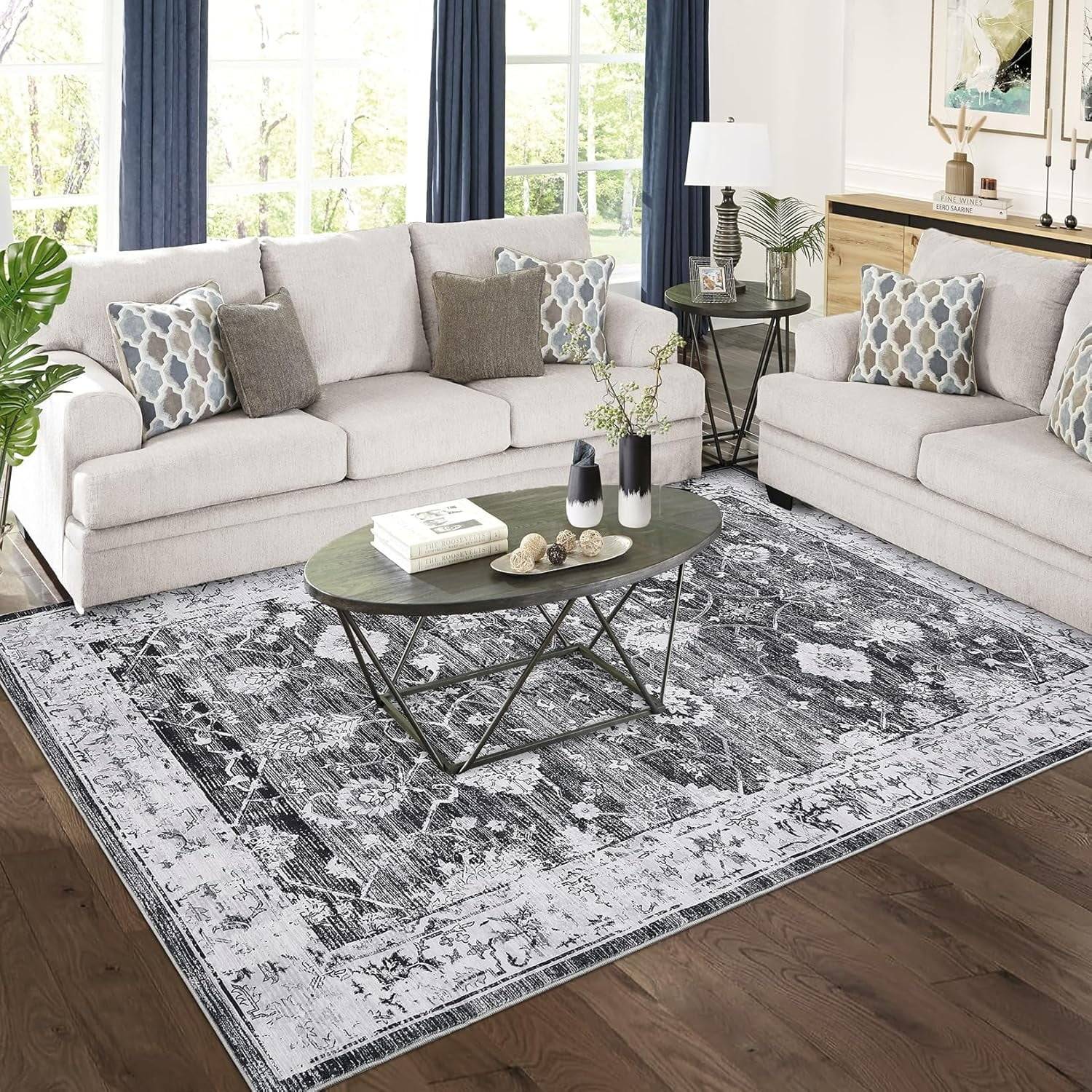 Machine washable area rugs Gaomon 9x12 Machine Washable Area Rug Gray