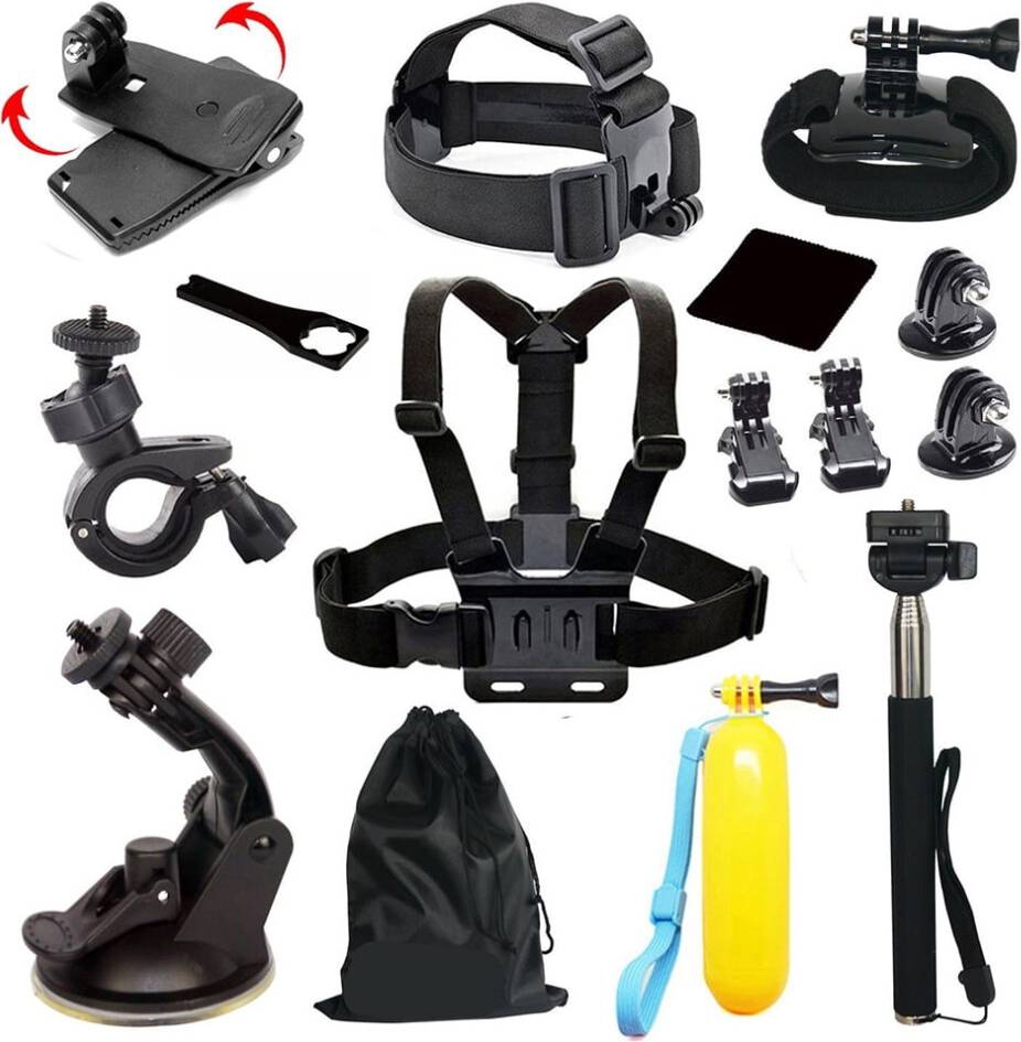 Action Camera Accessory Kit - Bright Yellow, Kayaking