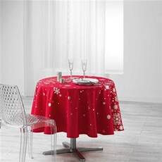 Douceur D Interieur Ronde 180 cm Polyester Imprime Argent Constellation Rouge Nappe Rouge