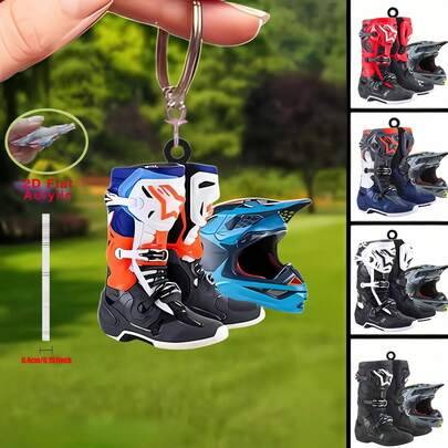 Shein 2D Motorcycle Racing Acrylic Keychain Backpack Car