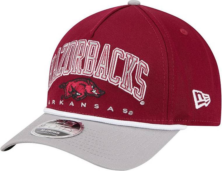 New Era Arkansas Razorbacks Arch Two-Tone Rope 9FORTY A-Frame Adjustable Hat - Cardinal/Gray