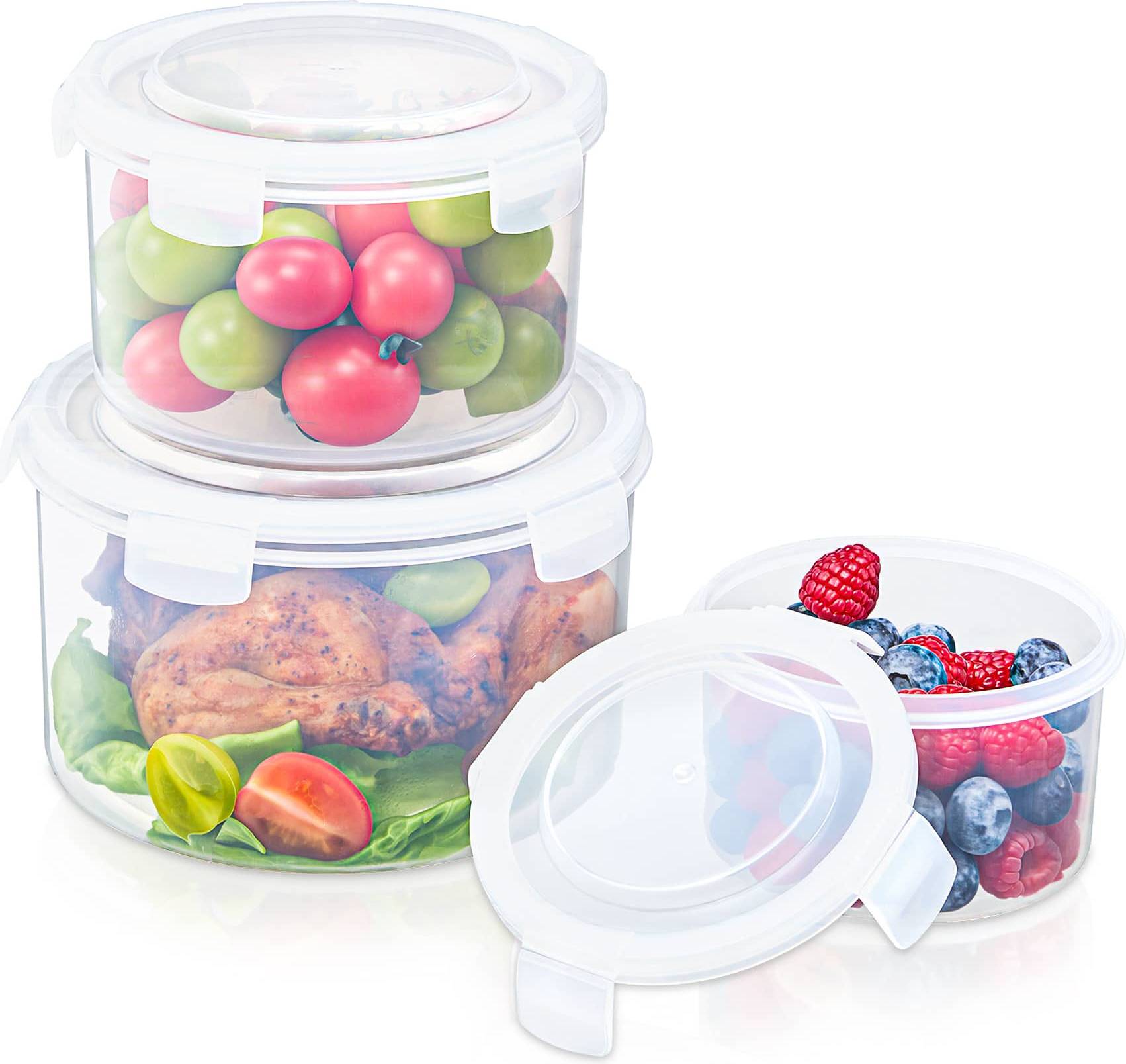Plastic storage containers with lids Sorbus Nesting Round Plastic Storage Set 3 Pack Food Container 3pcs
