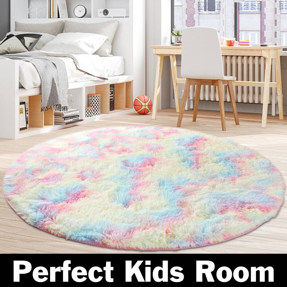 Fluffy Tie Dye Round Rug