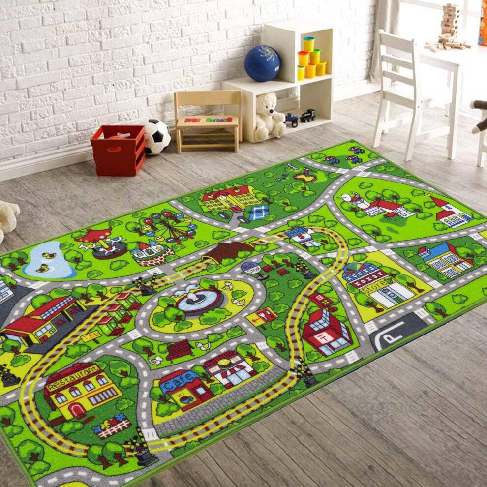 Kids Play Rug City Road Train Design