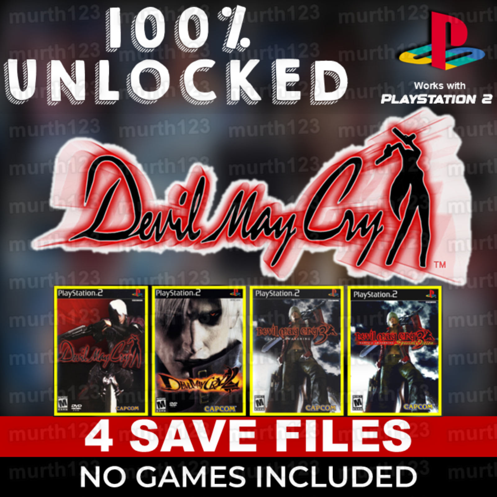 Devil May Cry PS2 Memory Card with Save Files