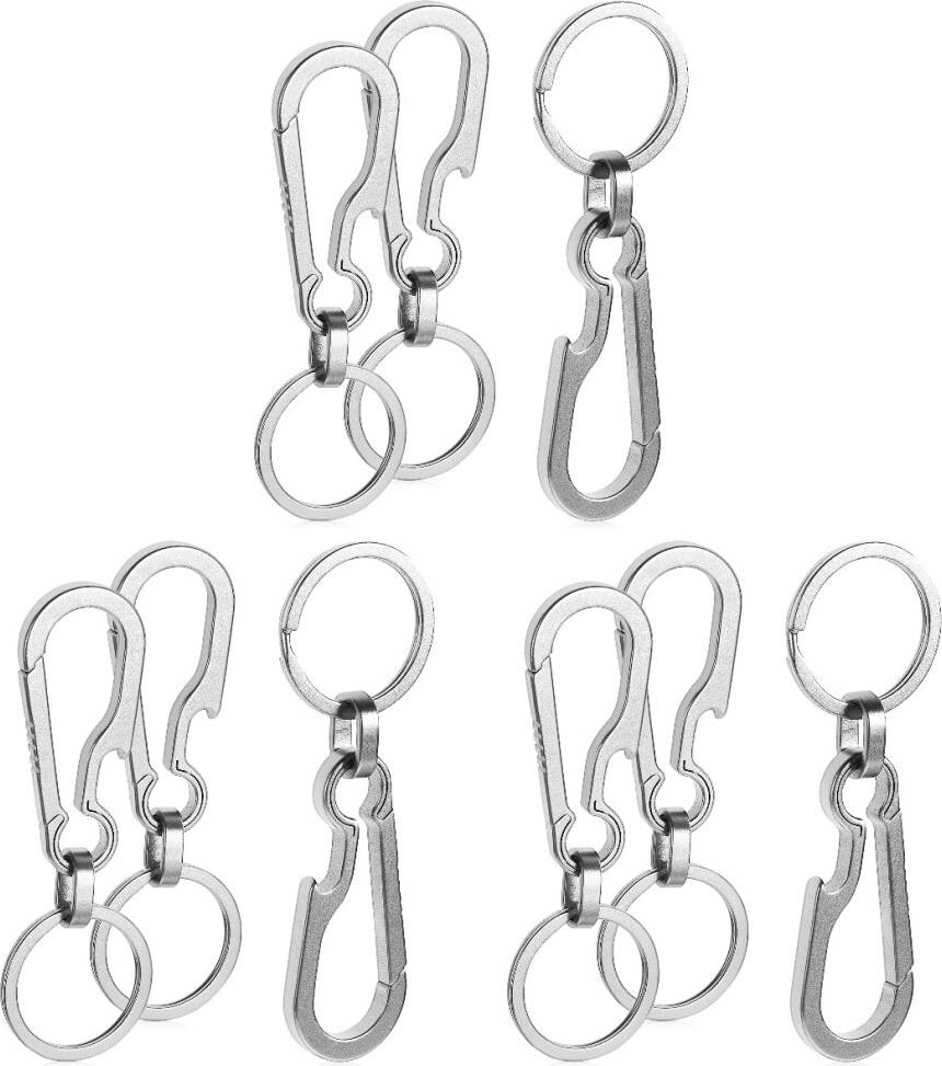 Happyyami Titanium Key Carabiner Clips Silver Keychains