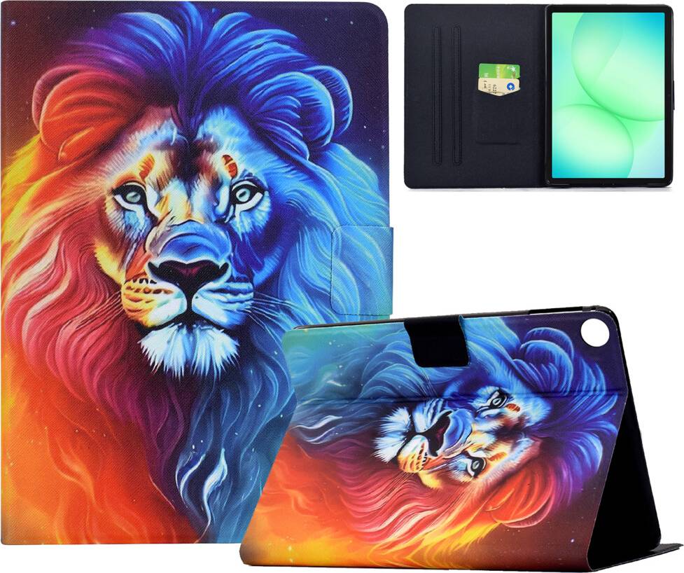 Colorful Lion Pattern Tablet Case with Card Slots