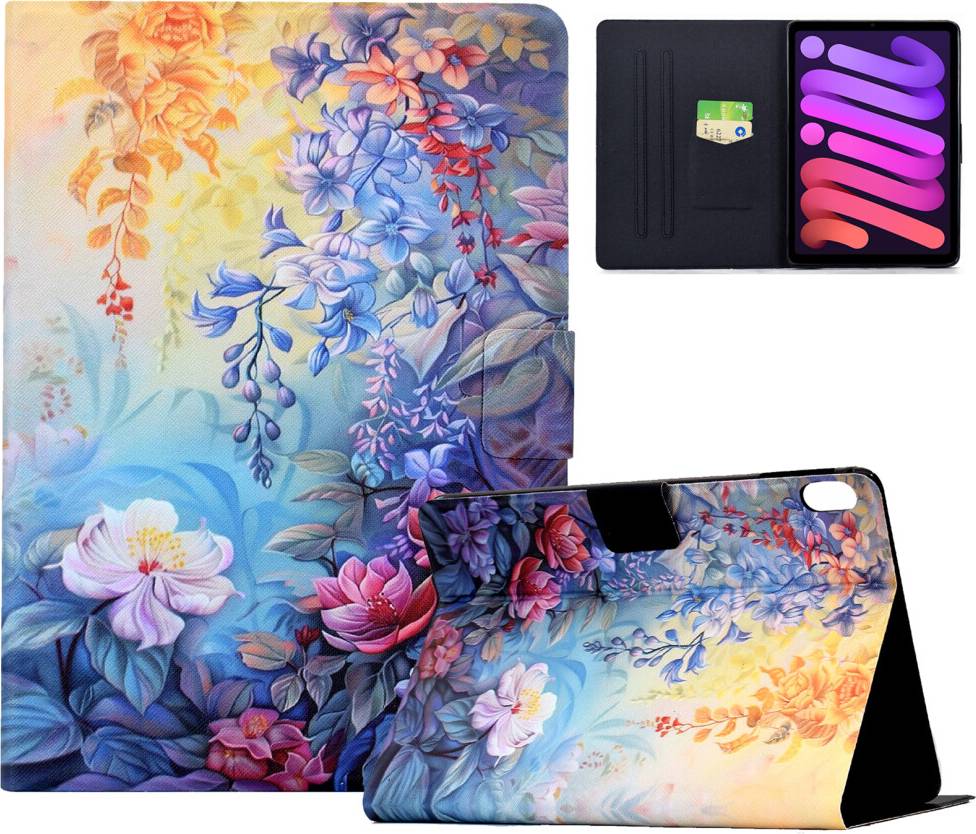 Colorful Pattern Painting Card Slots Stand For iPad Mini