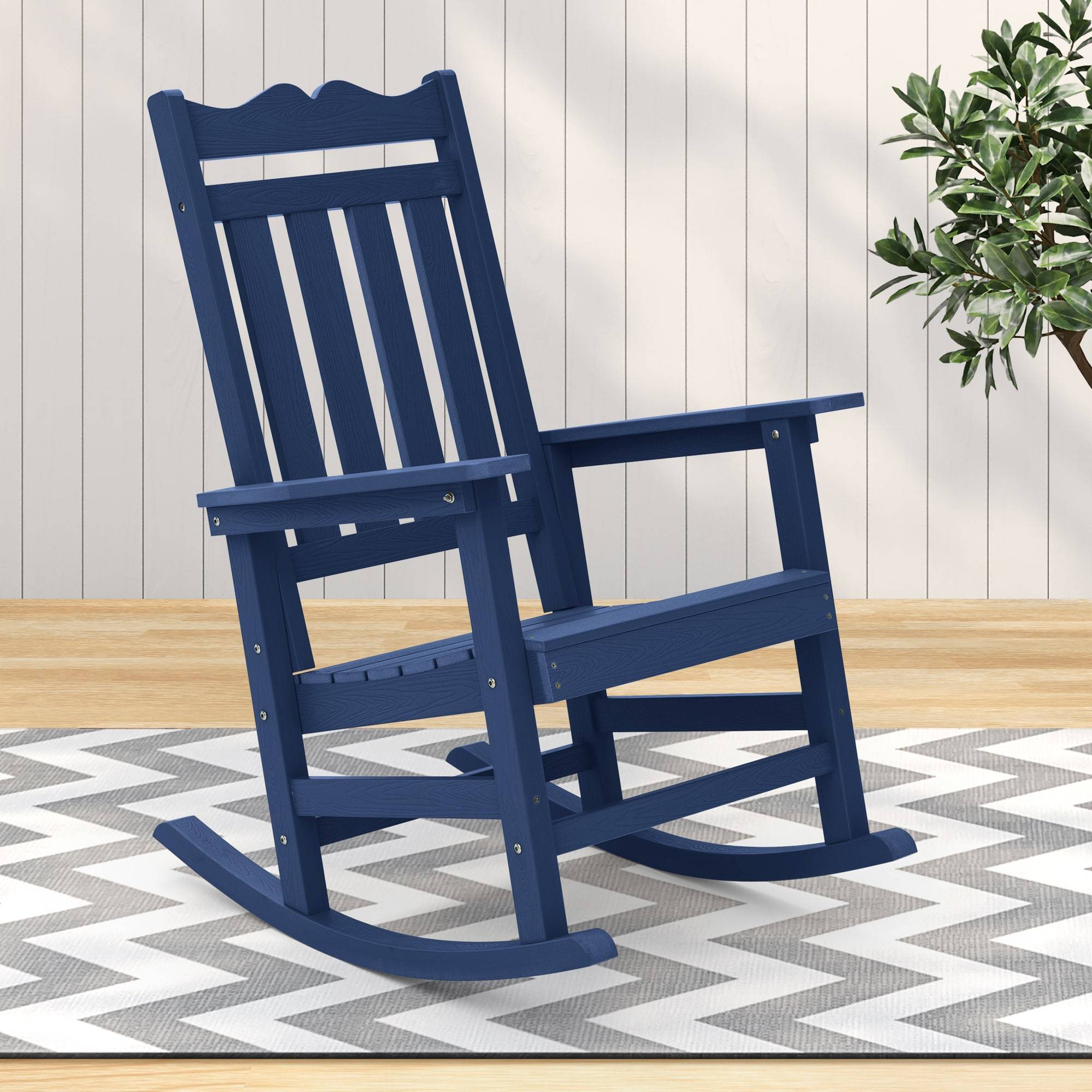 Rattaner Navy Patio Rocking Chair HDPE Frame