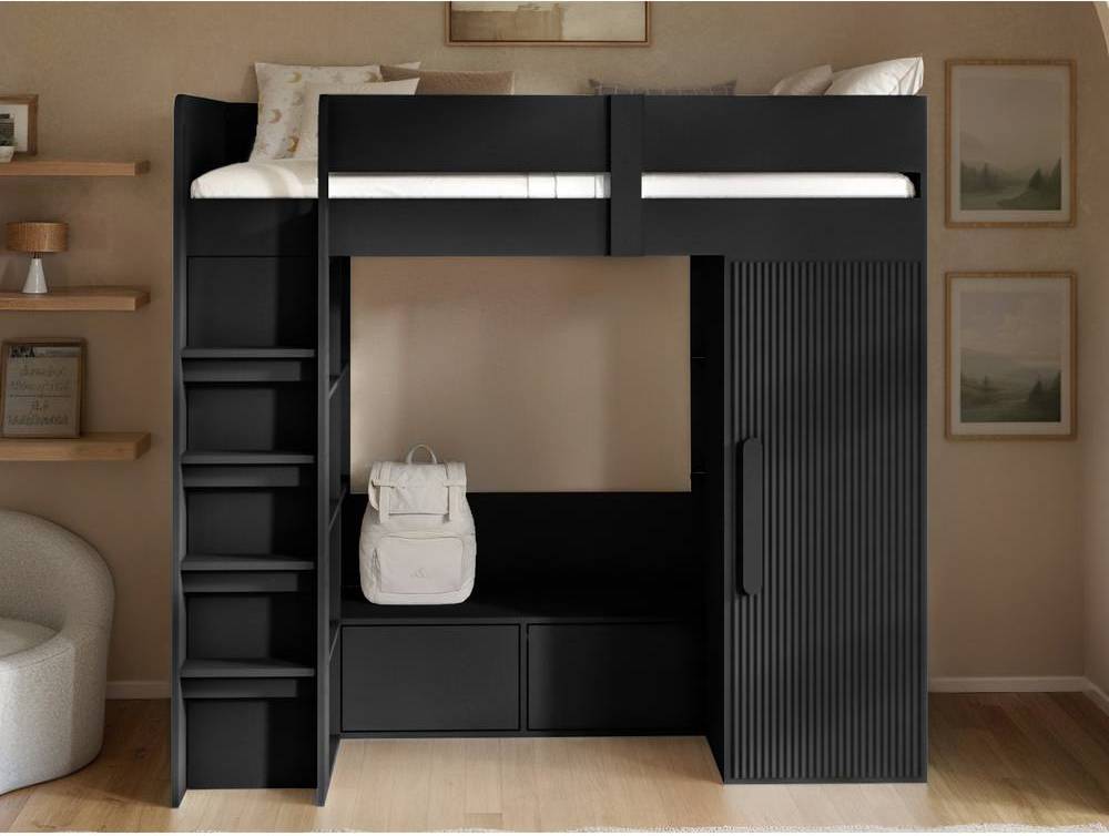 Childrens single bed with storage Flair Aspen Ribbed High Sleeper With Storage