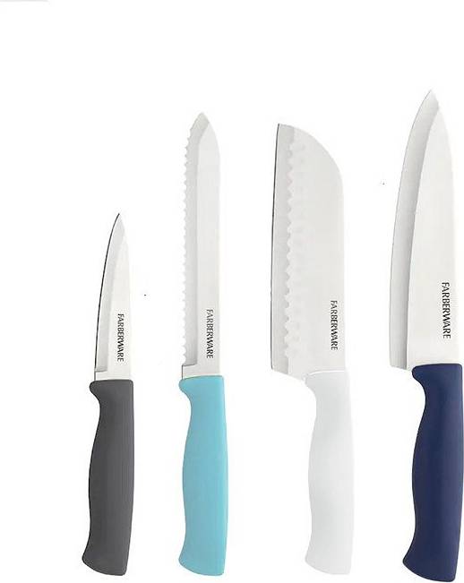 Farberware knife set Farberware 4-Pc Essential Stainless Steel Razor Sharp Knife Set