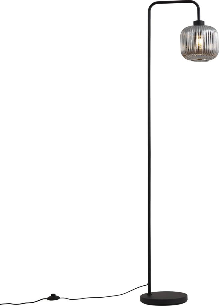 QAZQA Design Sort Med Røgglas Gulvlampe