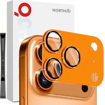 iPhone 17 Pro Full Protection Matte Metal Tempered Glass Camera Lens Protector Orange