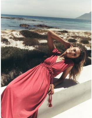 Boden Pink Heidi Ruched Rope Jersey Dress