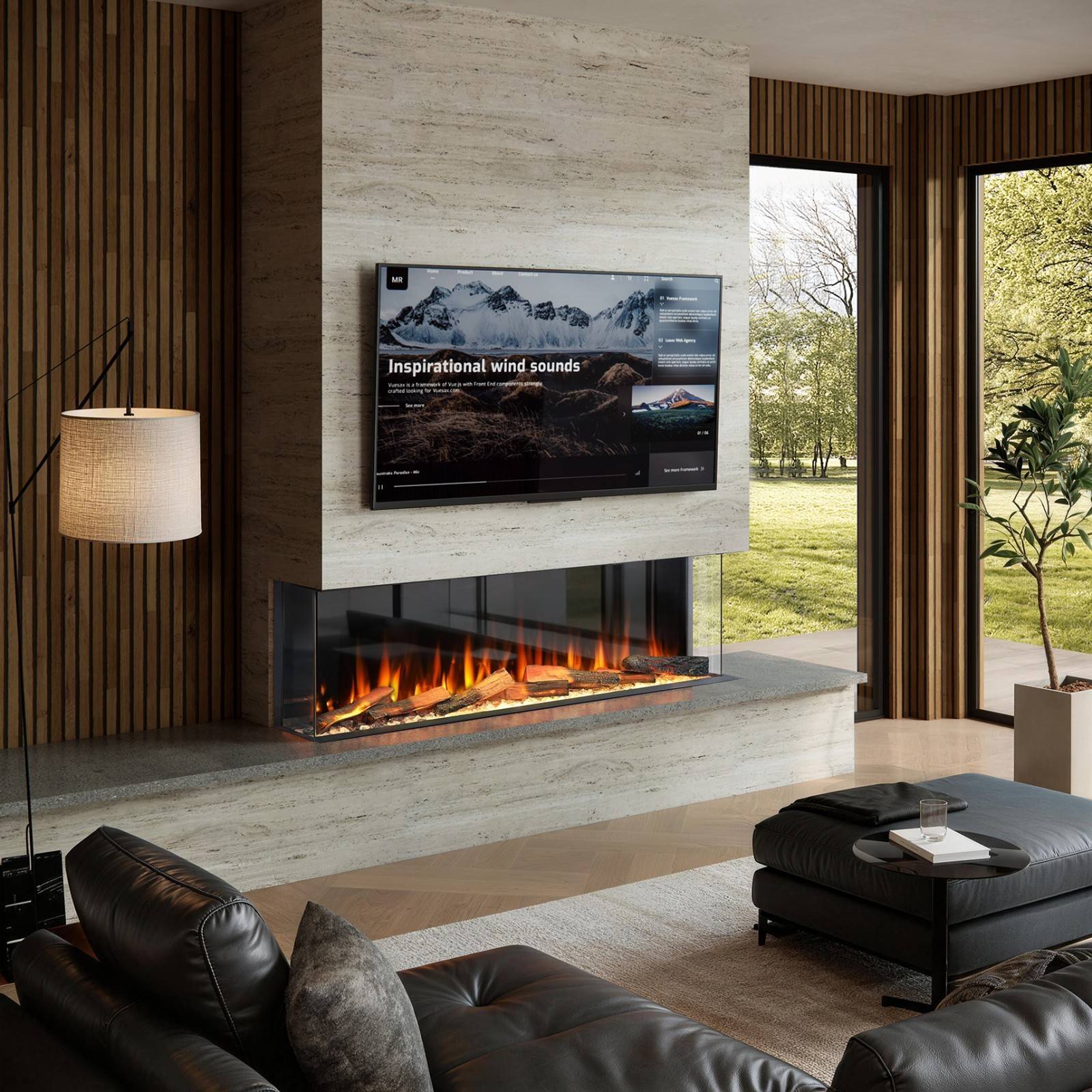 Endeavour Deluxe Rosedale 3 Sided Electric Fire 60 Inch