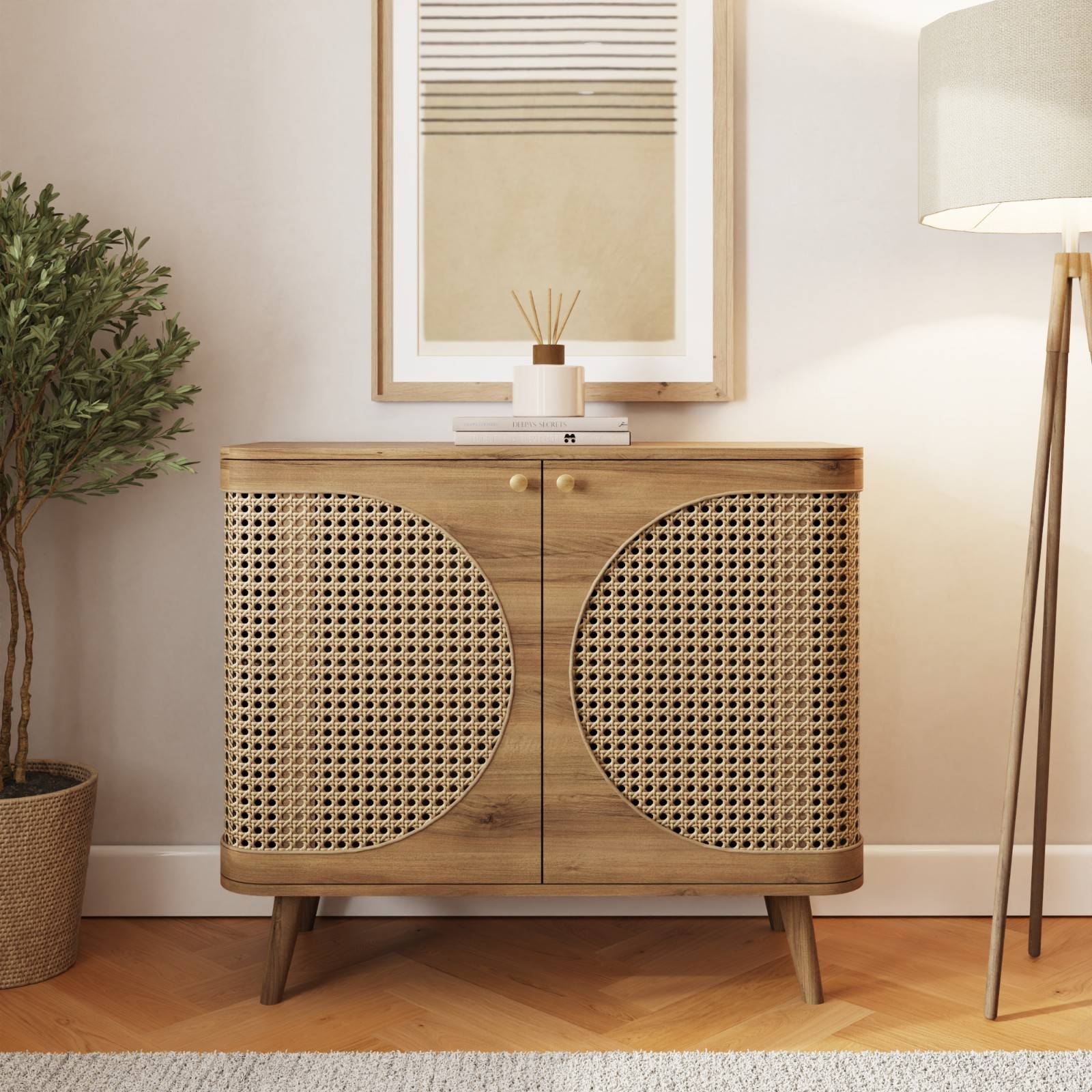 GFW Sorrel Rattan Compact Brown Sideboard