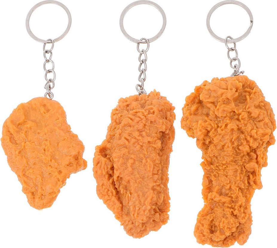 Ohphcall Fried Chicken Keychain Simulation Food Rings Bag Pendants