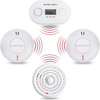 Smoke alarms uk Safe-Tech Interlinked Heat Smoke Co Fire Alarm Kit