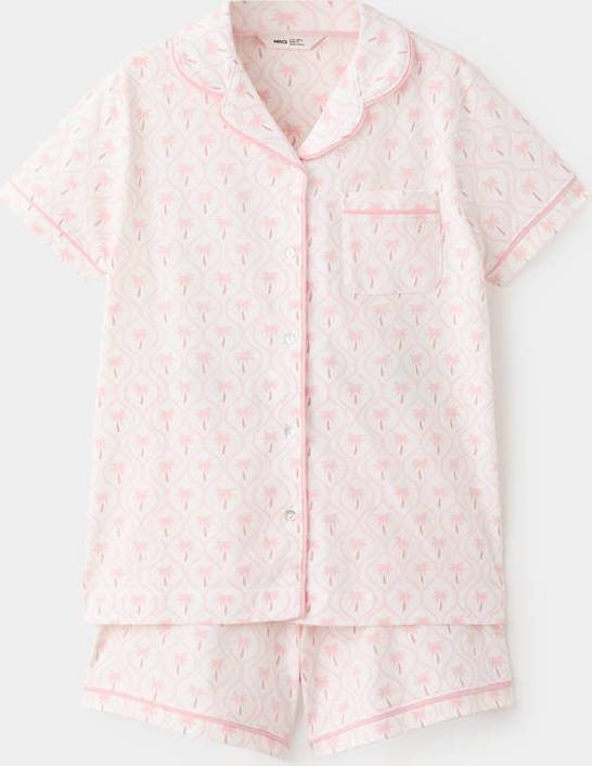 Mango Palm Tree Print Short Pyjama Set - Pink