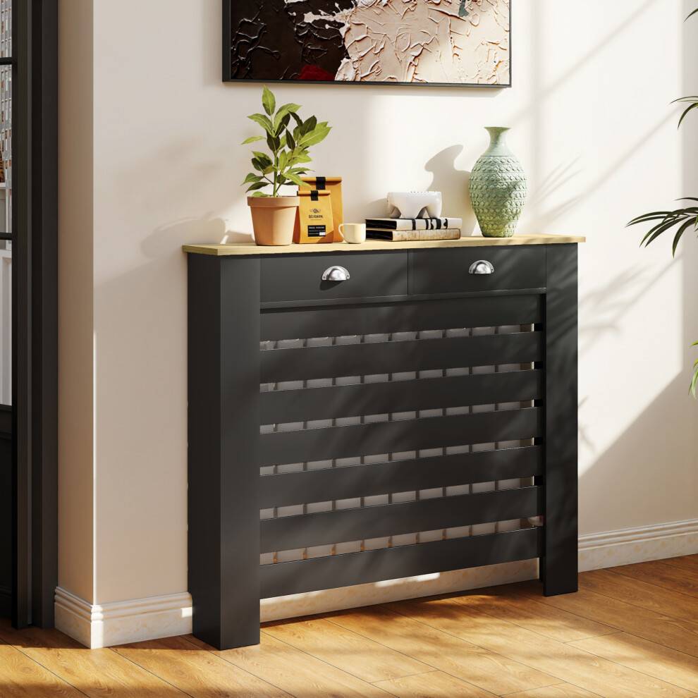 Homcom Radiator Cover With Drawer 111Cm Black
