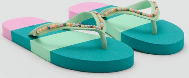 Mango Multicoloured Flip-Flops With Bead Details - Multi/Patterned