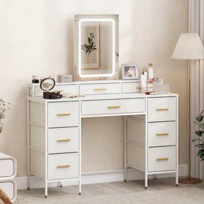 Homcom with LED Lighting Mirror and 10 Drawers Dressing Table