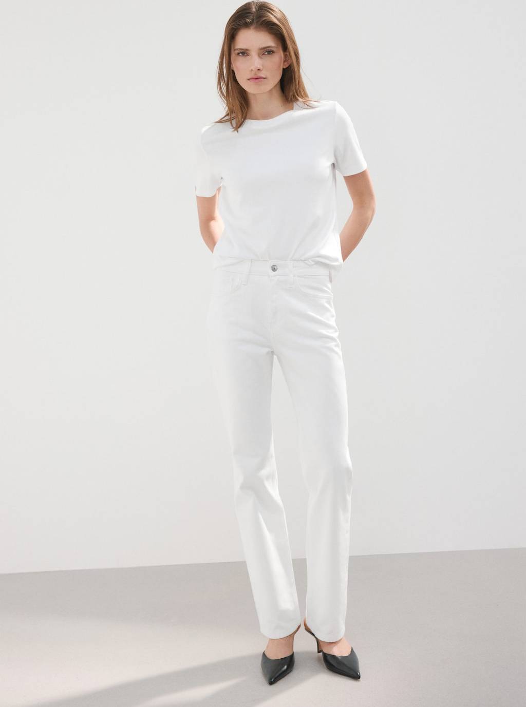 Mango Matilda High-Rise Straight Jeans - White