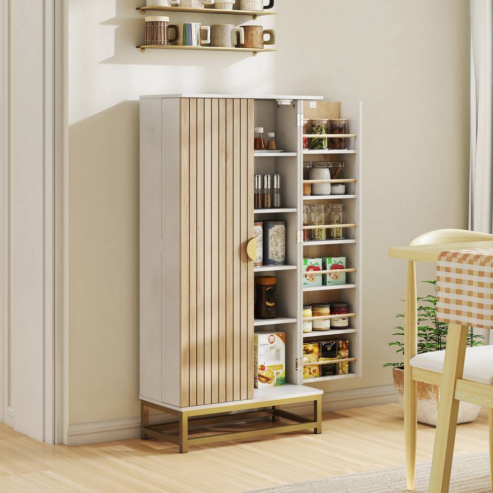 Homcom Kitchen Cabinet Double Doors 12 Spice Racks White