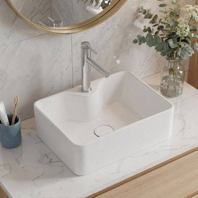 Living and Home Rectangular Ceramic Countertop Basin Set