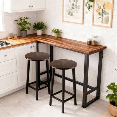 Groundlevel Kitchen Wooden Stools Set Bar Stool 2pcs