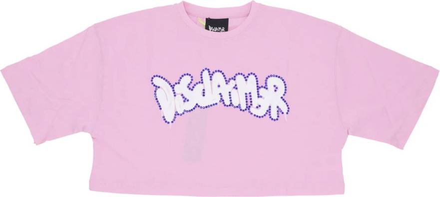 Logo Strass Crop Tee Bomull - Rosa