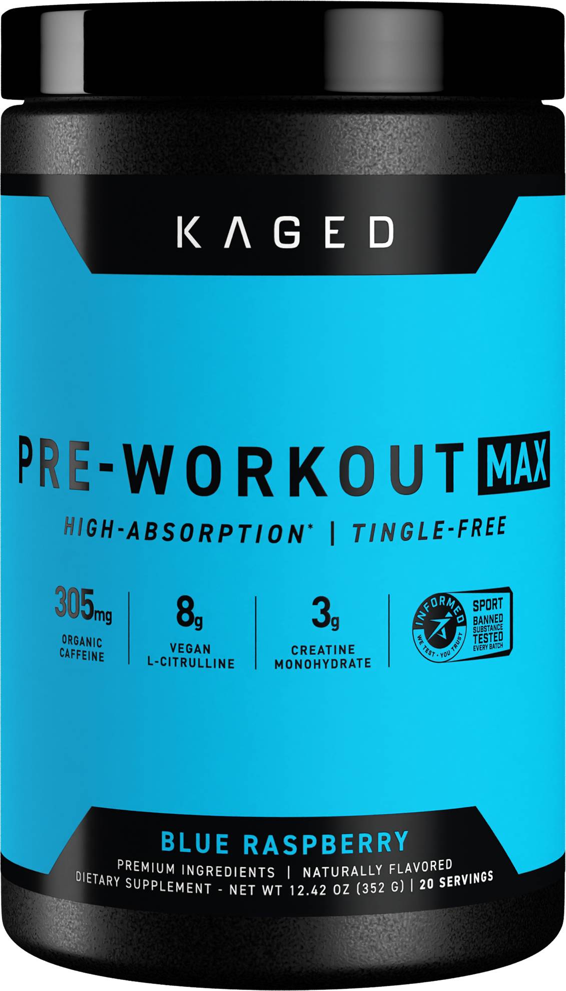 Kaged Pre-Workout Max 20 Servings Blue Raspberry
