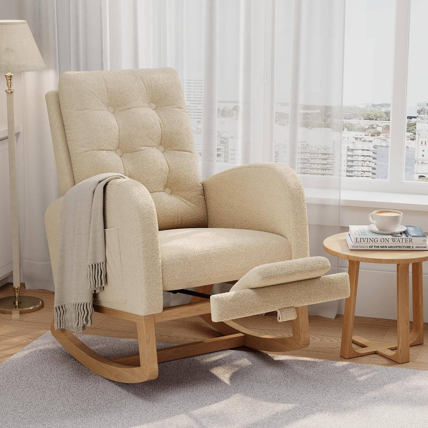Nursery chair Garvee Nursery Rocking Chair with Adjustable Footrest
