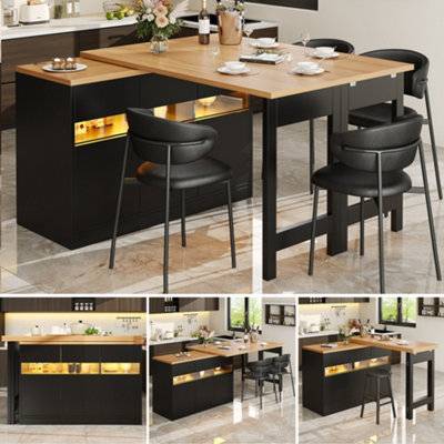 Matteo Lighting Smart Extendable Dining Black MDF Bar Table
