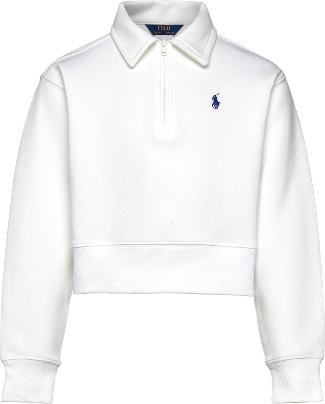 Polo Ralph Lauren Double-Knit Collared Boxy Sweatshirt - White