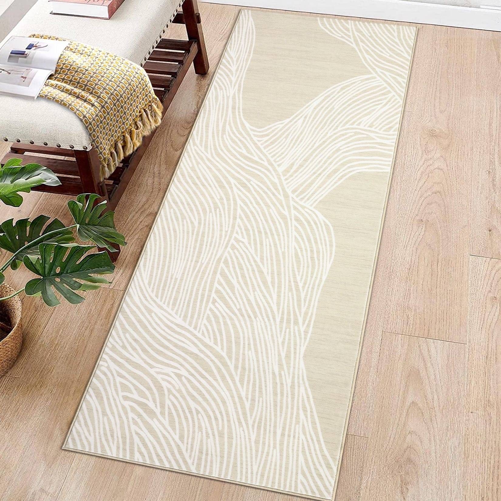 Gaomon 2x6 Washable Runner Rug Abstract Lines Brown