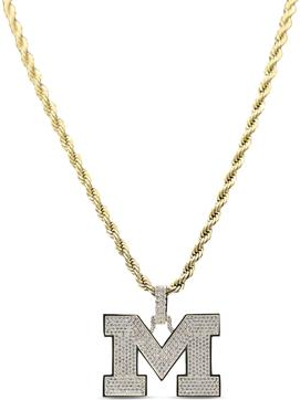 Rope chain 18k GLD Wolverines 18K Yellow Gold Logo Pendant Rope Chain
