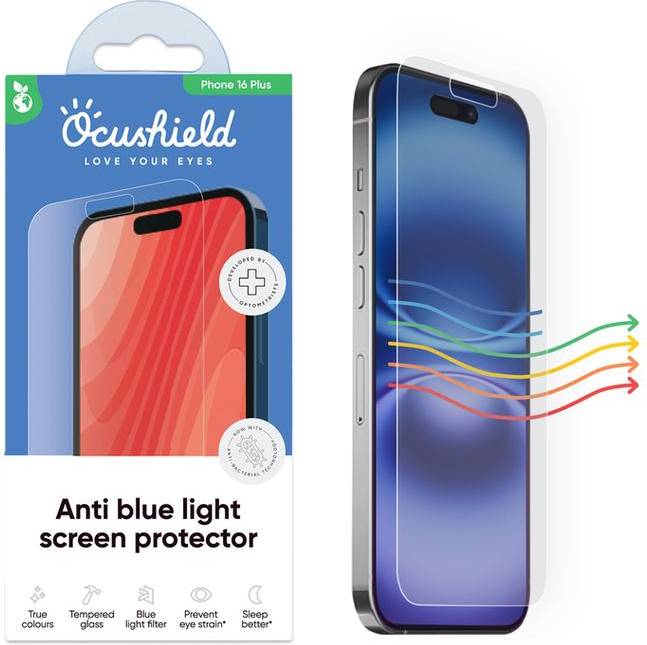 Blue light screen protector Ocushield Blue Light Screen Protector for iPhone 16 17 Plus