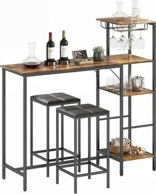 Homcom 3pcs Breakfast And Stools Set Bar Table