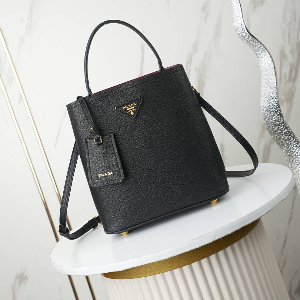 Prada Double Bucket Croc-Embossed Colorblock Bag