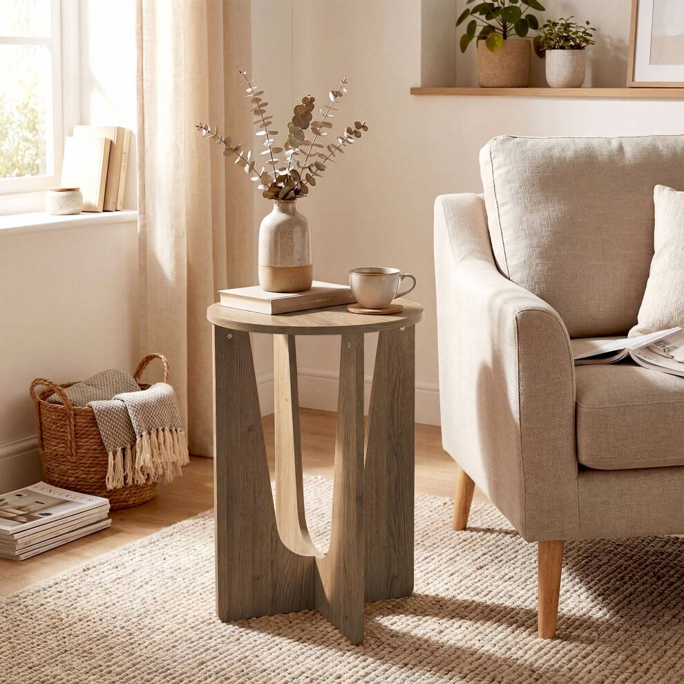 Homcom Round Side Table with Curved Legs Small Table