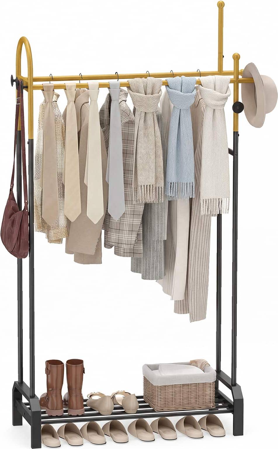 Double clothing rack Gymax Double Rods Garment for Hanging Clothes Rack 2pcs