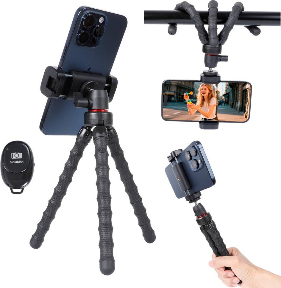 Phone Tripod 360 Rotation Flexible Legs Wireless Remote