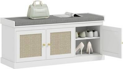 Homcom Shoe With Rattan Doors Storage Bench