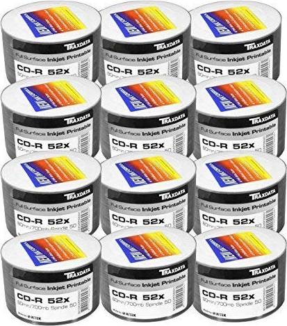 Traxdata Full Face Printable 52x CD-R 700MB 600 Discs