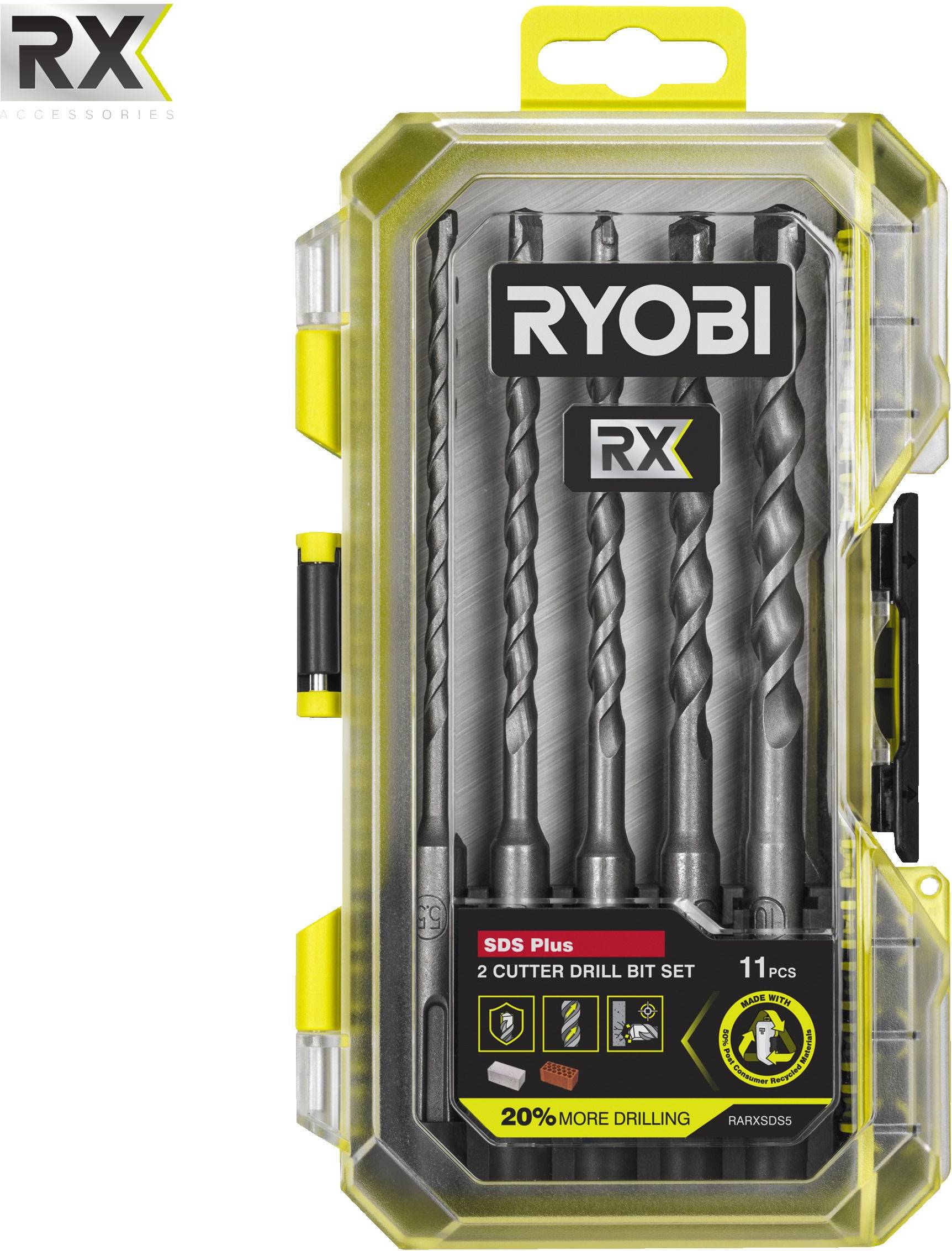Ryobi RX 5pc 2-Cutter SDS Plus Drill Bit Set