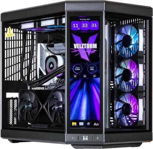 Radeon rx 9070 xt Velztorm LCD Black Praetix Custom Built Gaming Desktop PC Radeon RX 9070 XT